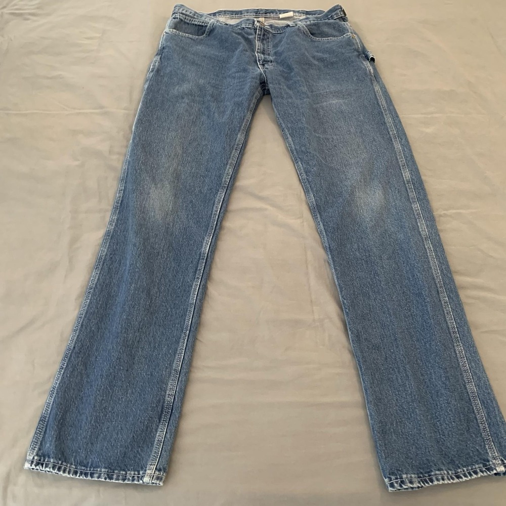Key Carpenter Jeans Mens 38x36 Blue Medium Wash Relaxed Straight Denim Pants